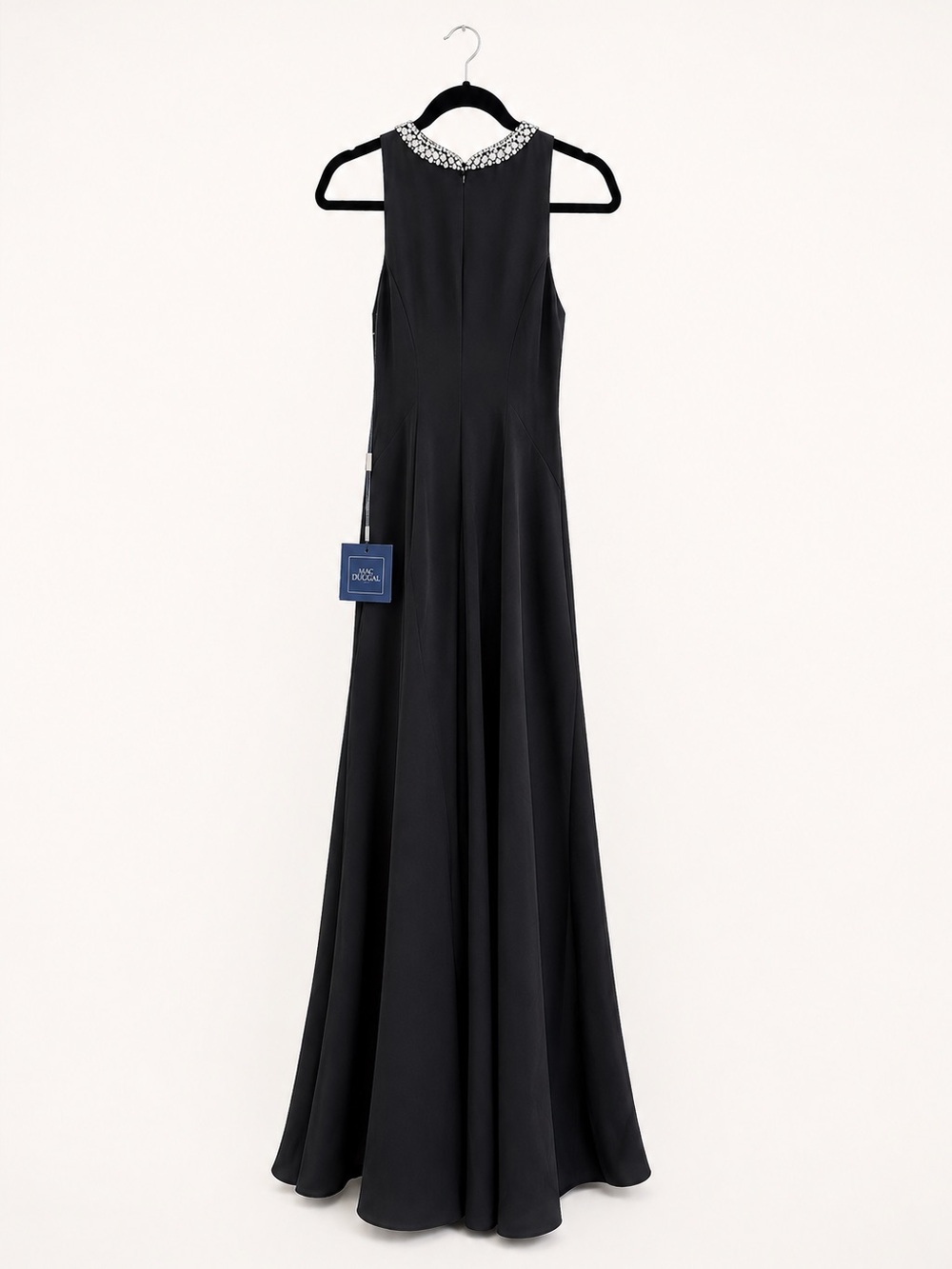 NWT  Mac Duggal 49093 Black Embellished Neck Trumpet Maxi Dress Size 2 - Picture 4 of 7
